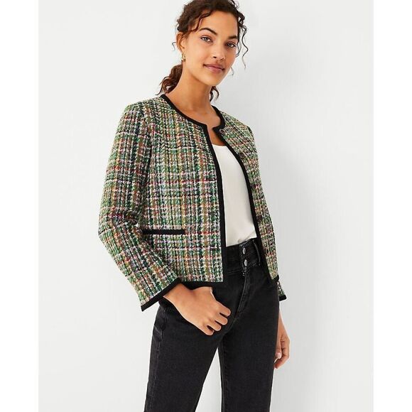 Ann Taylor Women’s Petite Tweed Cropped Jacket Exclusive Colorway - Picture 1 of 11